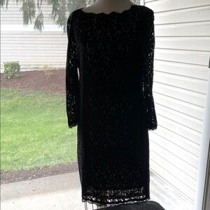 Women’s VINTAGE ADRIANNE PAPELL Lace Scalloped Sheath Cocktail Dress Size 14.